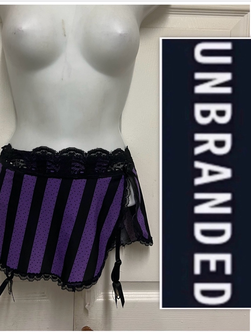 UNBRANDED Striped Corset Panty Garter Skirt